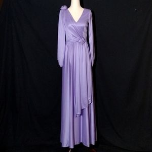 VTG NWT 70s Rare Dance Allure Lilac Long Sleeve Faux Wrap Dress ILGWU Size 10